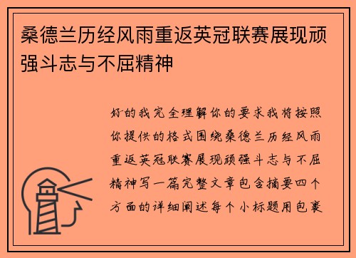 桑德兰历经风雨重返英冠联赛展现顽强斗志与不屈精神